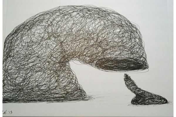 Drawn into Life IX, encre sur papier Canson Bristol, 12x9p.